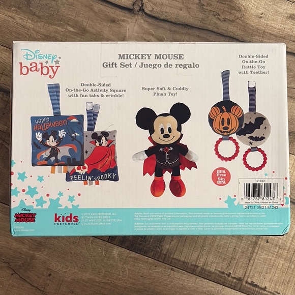 Disney Baby 3 piece Mickey Mouse Happy Halloween NIB NEW Gift Set - Plush Rattle - Picture 2 of 4